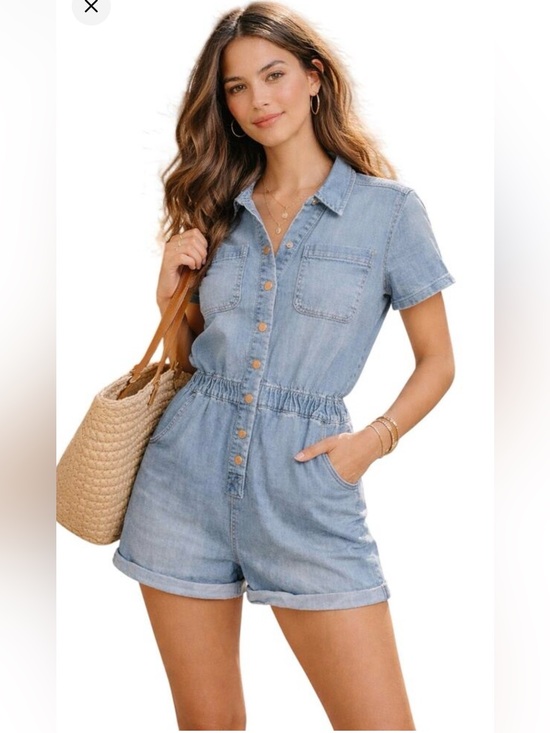 Celebrity Pink Pants - Celebrity Pink Denim Shorts Romper - Blue Size Small (3-5)